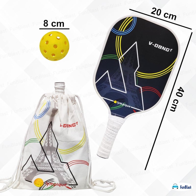 FunBlast Pickle Ball Paddle - 1 Premium Glass Fibre Rackets with 1 Balls & Portable Carry Bag, Ideal for Kids, Men & Women - Durable & Lightweight, Outdoor Activities - Multicolor - Image 3