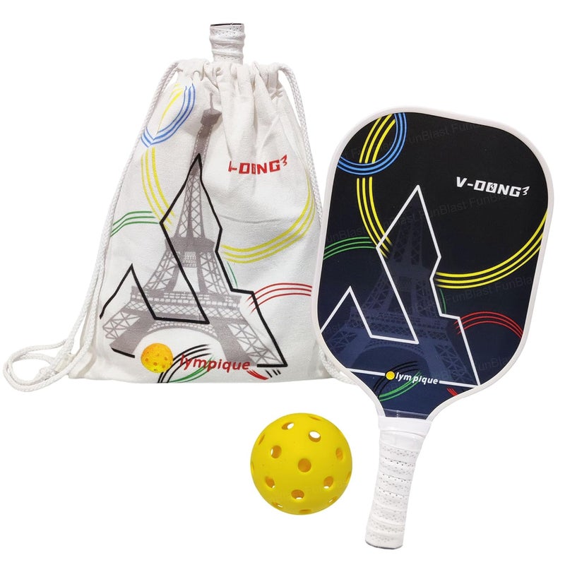 FunBlast Pickle Ball Paddle - 1 Premium Glass Fibre Rackets with 1 Balls & Portable Carry Bag, Ideal for Kids, Men & Women - Durable & Lightweight, Outdoor Activities - Multicolor - Image 1