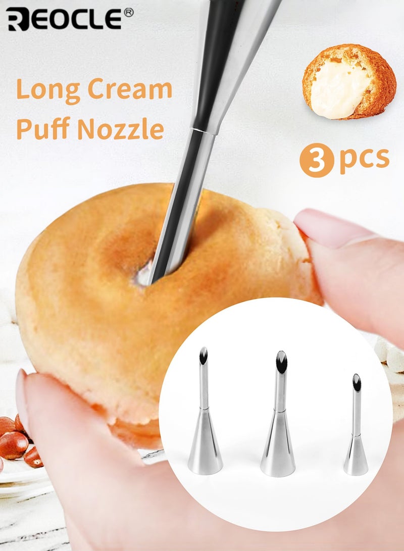 REOCLE 3PCS Metal Piping Tips with 3 Different Sizes 304 Stainless Steel Icing Nozzles with Durability Design for Cake Cupcake Decorating Baking Kitchen Use - Image 1