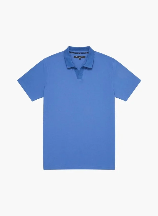 French Connection Mid Blue Stretch Short Sleeve Trophy Polo Shirt for Men | Best Price UAE