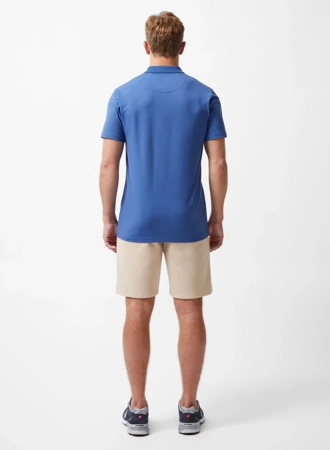 French Connection Mid Blue Stretch Short Sleeve Trophy Polo Shirt for Men | Best Price UAE