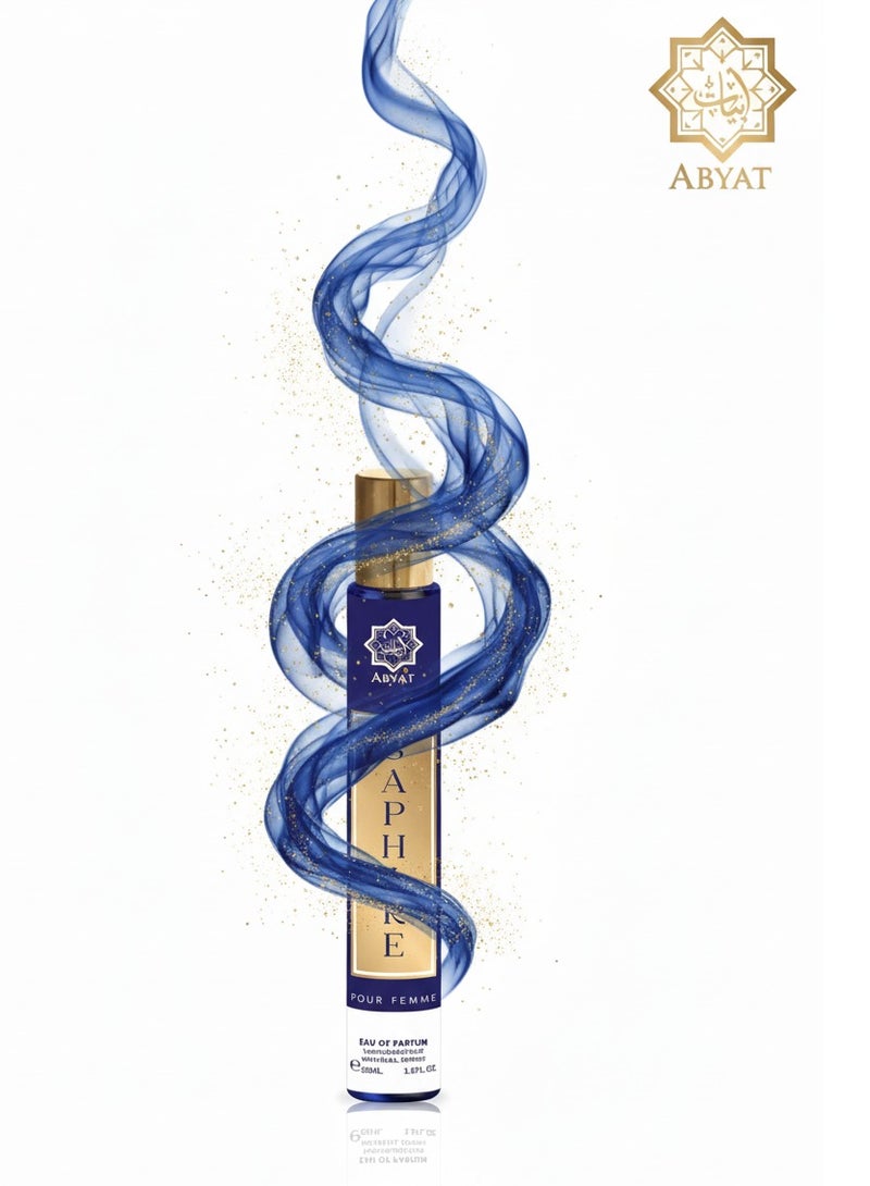 ABYAT Saphire Pour Femme Eau De Parfum – Fresh Floral Woody Long Lasting Fragrance for Women 33ml (Navy Blue & Gold) - Image 2