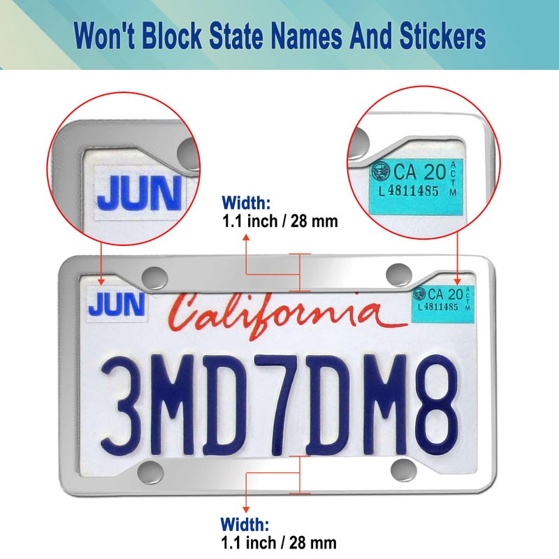YoUoY Stainless Steel License Plate Frames- 2 Pack Mirror Polished Car Plate Holder, with Screws, Chrome Caps, Heavy Duty Rustproof Metal Front Rear Car Tag Frame - Image 3