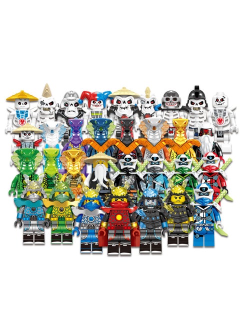 32-Piece Phantom Series Morro Snake Skeleton Ninja Set Small Particle Assembly Building Blocks Phantom Assembly Ninja Shape Children's Educational Toys