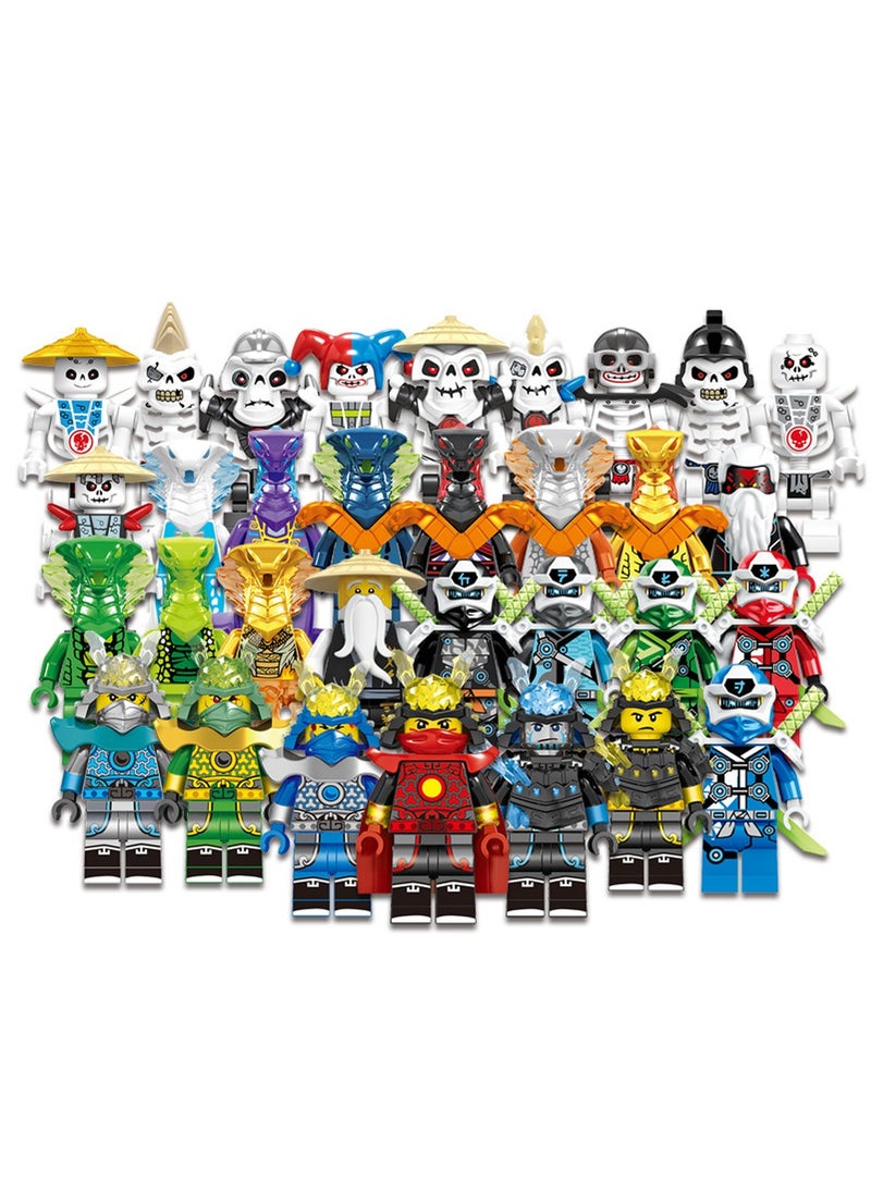 32-Piece Phantom Series Morro Snake Skeleton Ninja Set Small Particle Assembly Building Blocks Phantom Assembly Ninja Shape Children's Educational Toys
