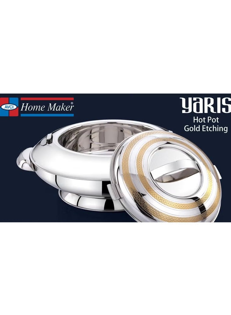 Homemaker Yaris Hotpot 10000ml – Premium Stainless Steel Casserole with Unique Locking Lid, Gold Etching & Silver Finish – Superior Heat Retention – Dishwasher Safe - Image 3