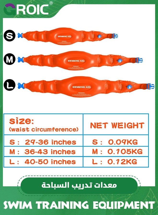 GROIC Swimming Belt, Swim Training Equipment for Adult, Youth, and Kids, Portable Inflatable Swimming Training Aid PVC float Inflatable Swim Floater for Beach, Pool Swimming or Training,S - Image 2