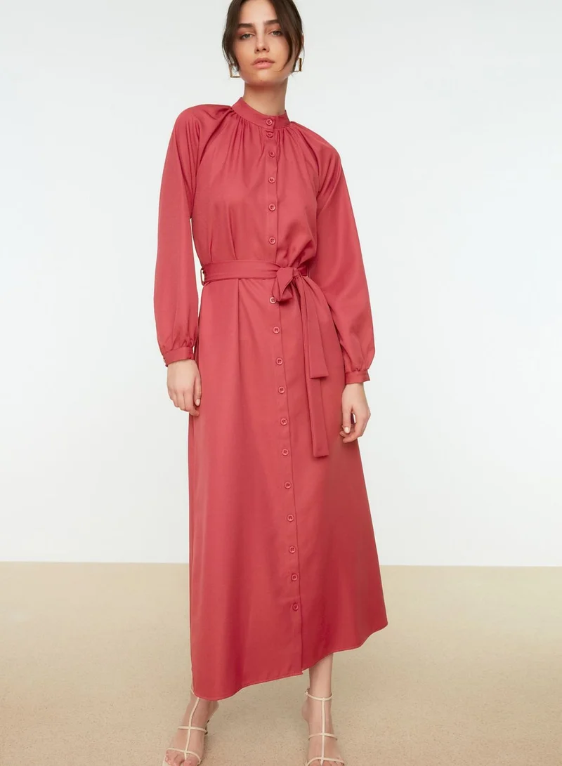 trendyol Tie Button Detail Shirt Dress