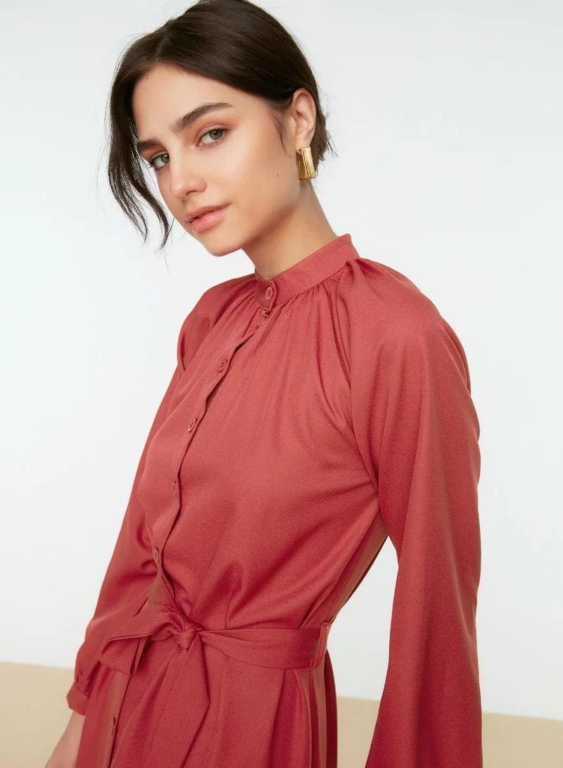 trendyol Tie Button Detail Shirt Dress