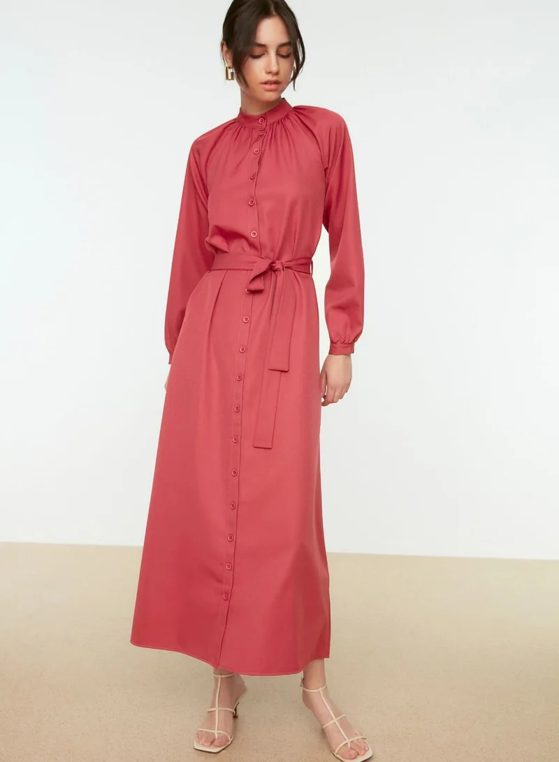 trendyol Tie Button Detail Shirt Dress