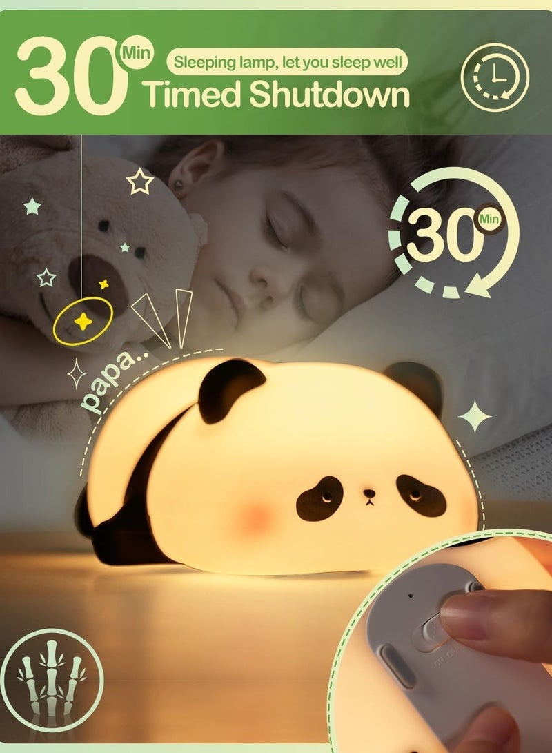 TIGER Cute Panda Night Light, LED Squishy Novelty Animal Night Lamp, Food Grade Silicone 3-Level Dimmable Nursery Nightlight for Desk Decor, Funny Gifts for Boys, Girls, and Babies, White Elephant Gifts - Image 3