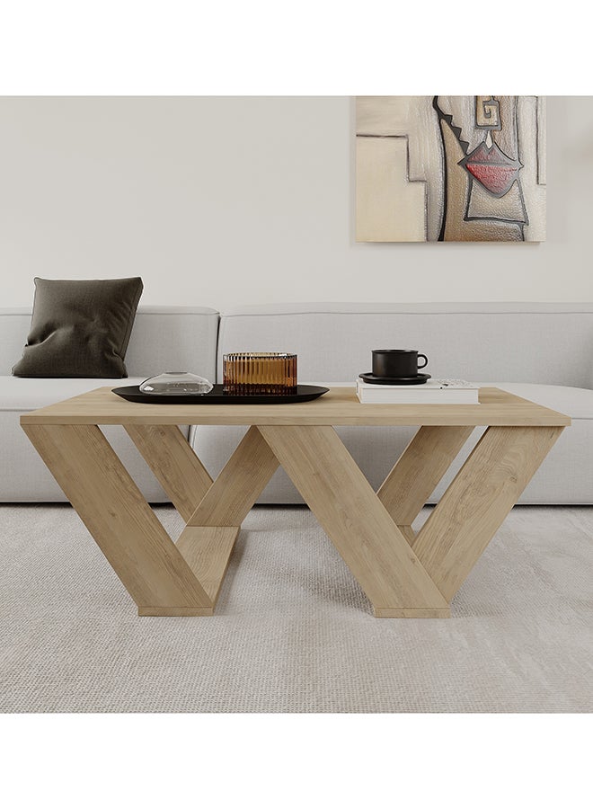 Mourah Home Pipra Modern Rectangle Coffee Table Centre Table For Living Room Office Industrial Sofa Table| For Small Spaces Living Room Bedroom|40X110X 60Cm | Oak  - Image 1