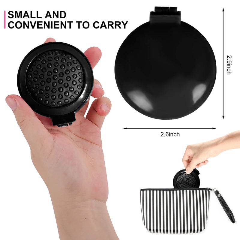 1st Choice Folding Hair Brush with Mirror,Round Mini Compact Massage Comb for Purse/Pocket,Travel Size for Girls and Women (Black) - Image 2