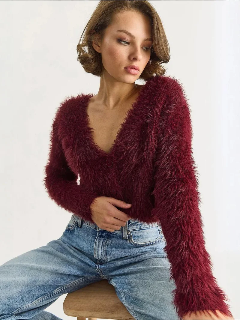 بيانكو لوتشي كارديجان محبوك بياقة على شكل حرف  وأزرار