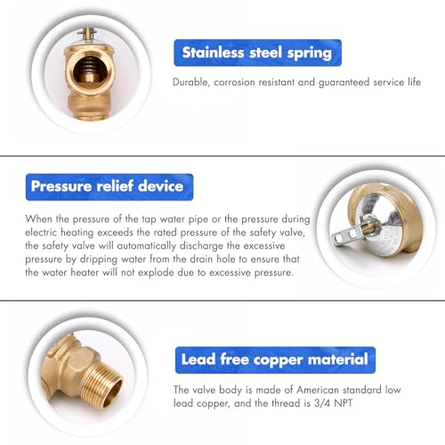 VAV Pressure Relief Valve, 3/4" NPT Female Thread, 150 PSI, Lead-Free Copper, Water Heater Compatible, CSA LISTED - Image 5