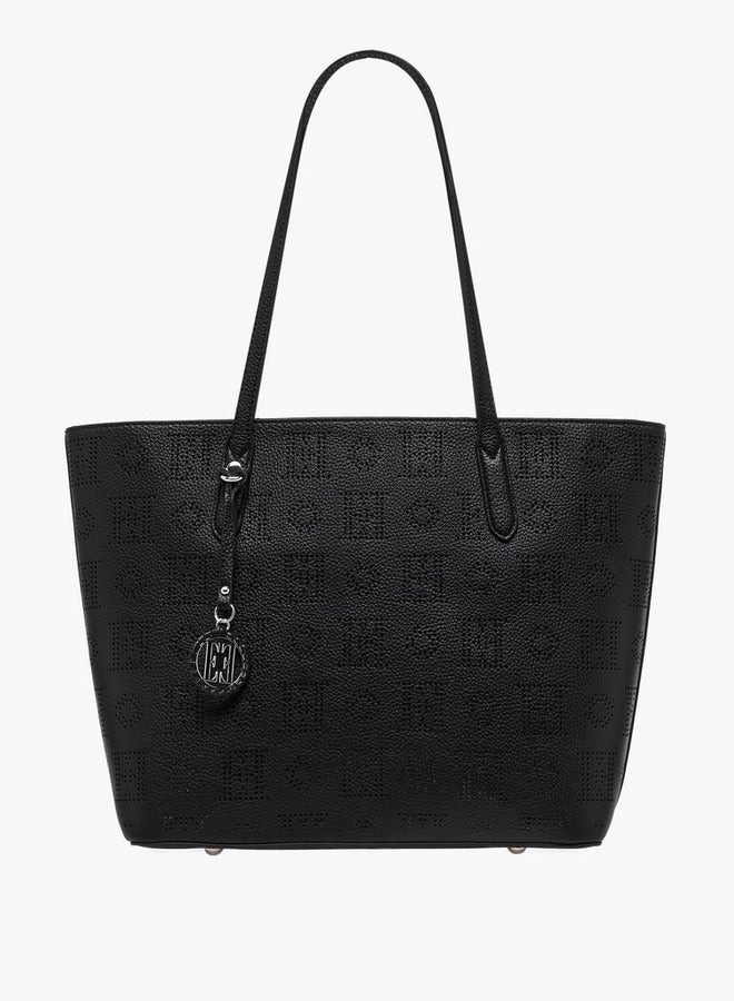 ELLE Laser Cut Tote Bag with Double Handle and Zip Closure  - Image 1