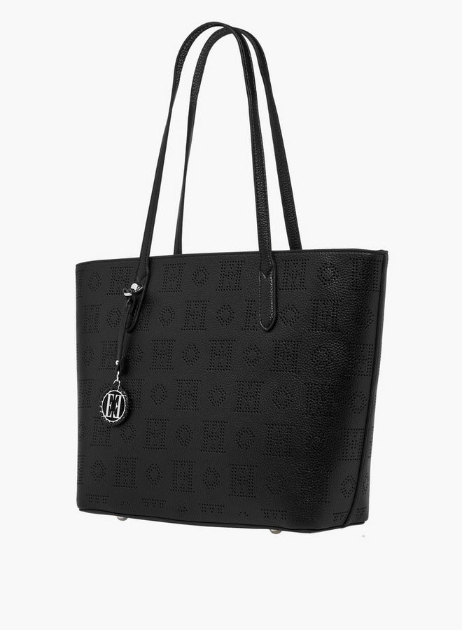 ELLE Laser Cut Tote Bag with Double Handle and Zip Closure  - Image 3