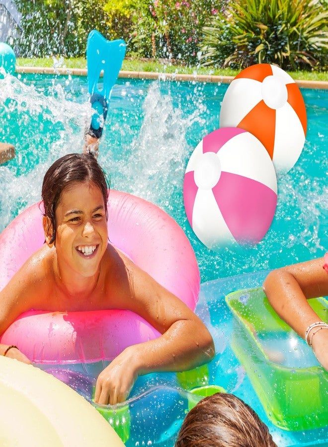 Whaline 3Pcs Inflatable Beach Ball 16 Inch Round Pool PVC Balls Cute Game Toys for Summer Hawaiian Tropical Theme Beach Party Decor (Orange, Pink, Hot Pink) - Image 5