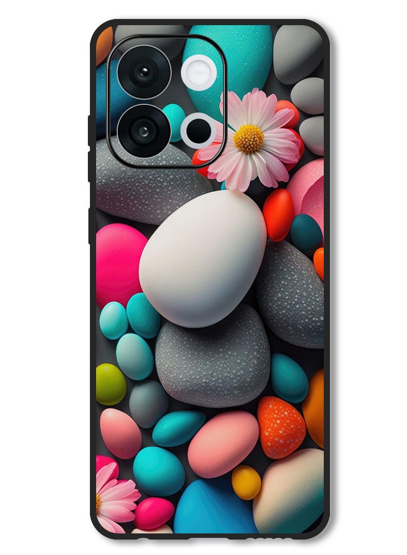 Theodor Case Compatible with OnePlus 13s 6.32 Inch Protection Shockproof Bumper Cover Colourful Stones - Image 1