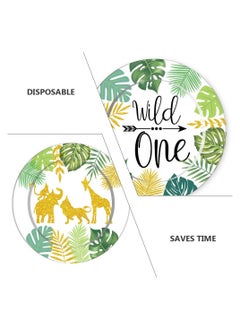 SYOSI 64Pcs Wild One Kids Birthday Party Supplies Jungle Decorations for Boy, 9In Dinner Plate 7Inch Dessert Plates 9 oz Paper Cups and Disposable Napkins Tableware Sets Serves 16 Guests  - Image 5