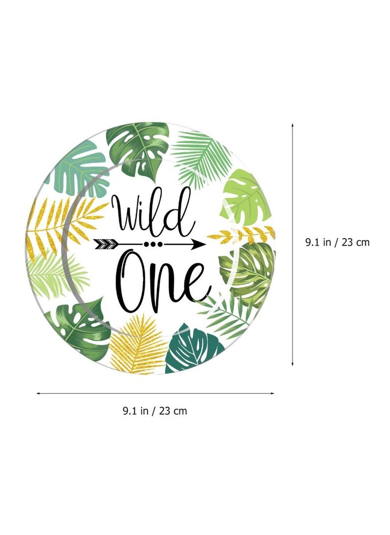 SYOSI - 64Pcs Wild One Kids Birthday Party Supplies Jungle Decorations for Boy, 9In Dinner Plate 7Inch Dessert Plates 9 oz Paper Cups and Disposable Napkins Tableware Sets Serves 16 Guests - Image 1