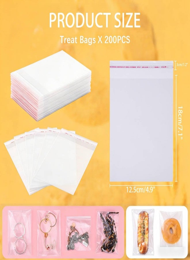CROSSBODY 200 Pcs 5"x7" Clear Self-Sealing Cellophane Bags, Resealable Cookie Packaging Bags for Candy, Treats, Gifts, Products - Image 2