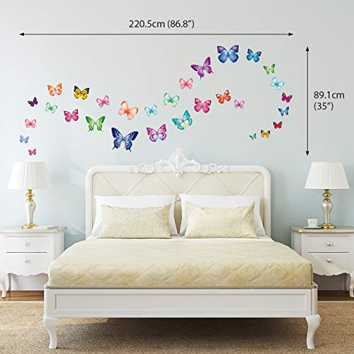 DECOWALL DS9-1302 30 Vibrant Butterflies Kids Wall Stickers Wall Decals Peel and Stick Removable Wall Stickers for Kids Nursery Bedroom Living Room d?cor - Image 3