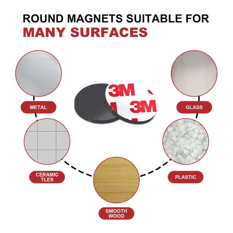 CHUNNIAO Magnetic Dots,Round Magnets with Adhesive Backing,Small Magnet 1.2" Self Sticky Magnetic Circle for Crafts,Peel and Stick Magnet for Family School Activities,Thickness 80Mil,24PCS Per Pack - Image 4