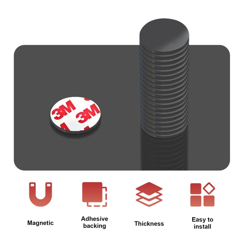 CHUNNIAO Magnetic Dots,Round Magnets with Adhesive Backing,Small Magnet 1.2" Self Sticky Magnetic Circle for Crafts,Peel and Stick Magnet for Family School Activities,Thickness 80Mil,24PCS Per Pack - Image 2