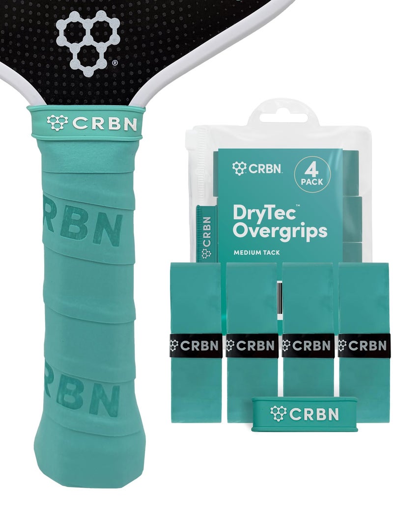 CRBN Pickleball كربون بيكلبول - أغطية جافة من درايتك™ - شريط قبضة مضرب البيكلبول - يمتص الصدمات والرطوبة - عبوة 4، تيل - Image 1