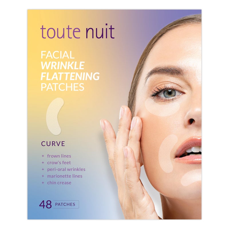 Toute Nuit by Mimiko Inc. Toute Nuit Wrinkle Patches  Curve  Face Tape for Forehead Eyes  Lips  Hypoallergenic Anti Wrinkle Patches  48 Count Made in USA