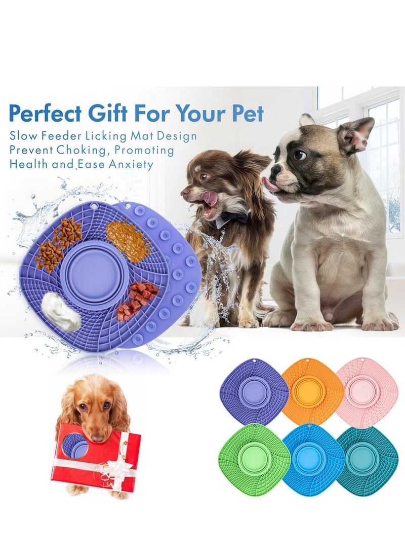 حصيرة سنفل من السيليكون مع وعاء ماء، حصيرة لعق للكلاب والقطط، حصيرة تغذية بطيئة 3 في 1 مع شفط قوي، وعاء طعام متين قابل للغسل في الغسالة للأكل البطيء للكلب لتناول الطعام بسرعة - Image 4