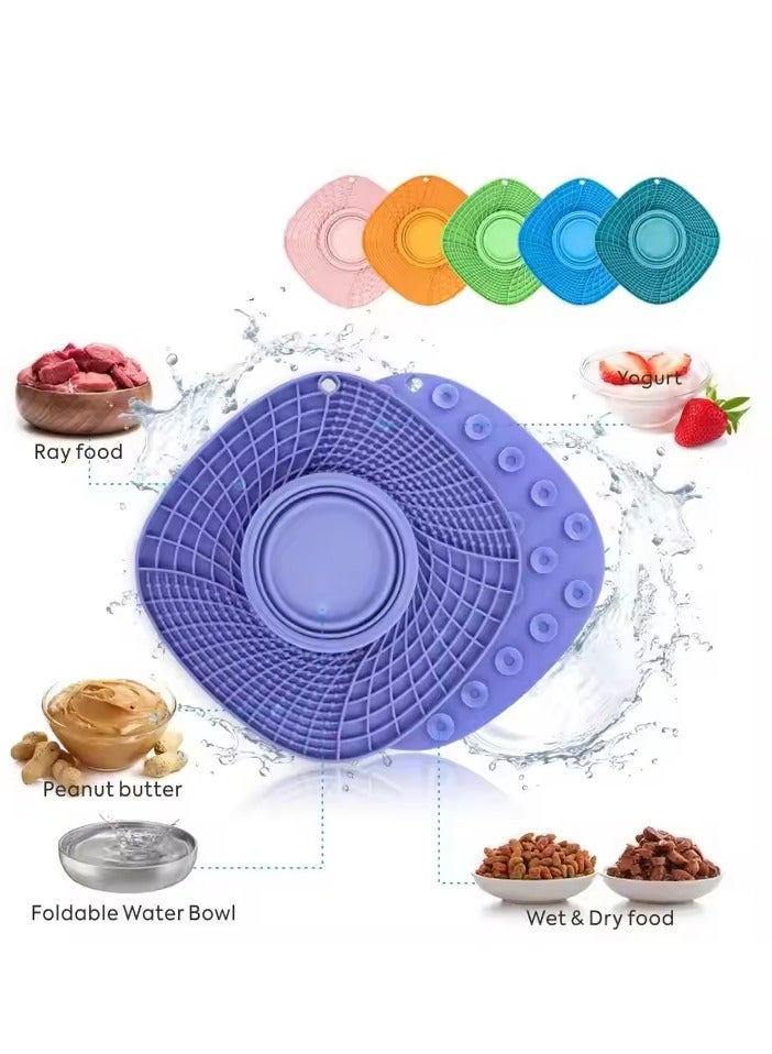 حصيرة سنفل من السيليكون مع وعاء ماء، حصيرة لعق للكلاب والقطط، حصيرة تغذية بطيئة 3 في 1 مع شفط قوي، وعاء طعام متين قابل للغسل في الغسالة للأكل البطيء للكلب لتناول الطعام بسرعة - Image 5