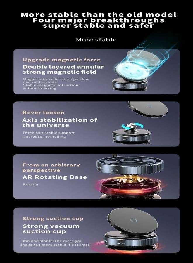 AROAQ Magnetic Car Mount Mobile Phone Holder Vacuum Adsorption 360° Rotation Super Strong Suction Bracket for Iphone12-16 Smartphone - Image 3