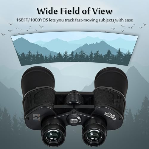 PN AVAN Power View Zoom 20x50 Super High-Powered Surveillance Binocular168FT/1000 YDS for Adults, Powerful Waterproof & Fogproof, for Hunting, Birdwatching, and Outdoor Activites, (Black Color) - Image 3