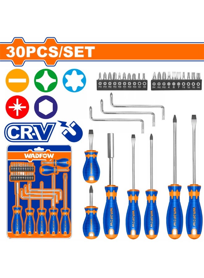 WADFOW 30 Pcs Screwdriver Set WSS1430 – CR-V Steel Magnetic Screwdriver Kit with 20 Precision Bits, Stubby Screwdrivers & Offset Z-Shaped Screwdrivers for Electronics, Automotive & DIY Repairs - Image 3