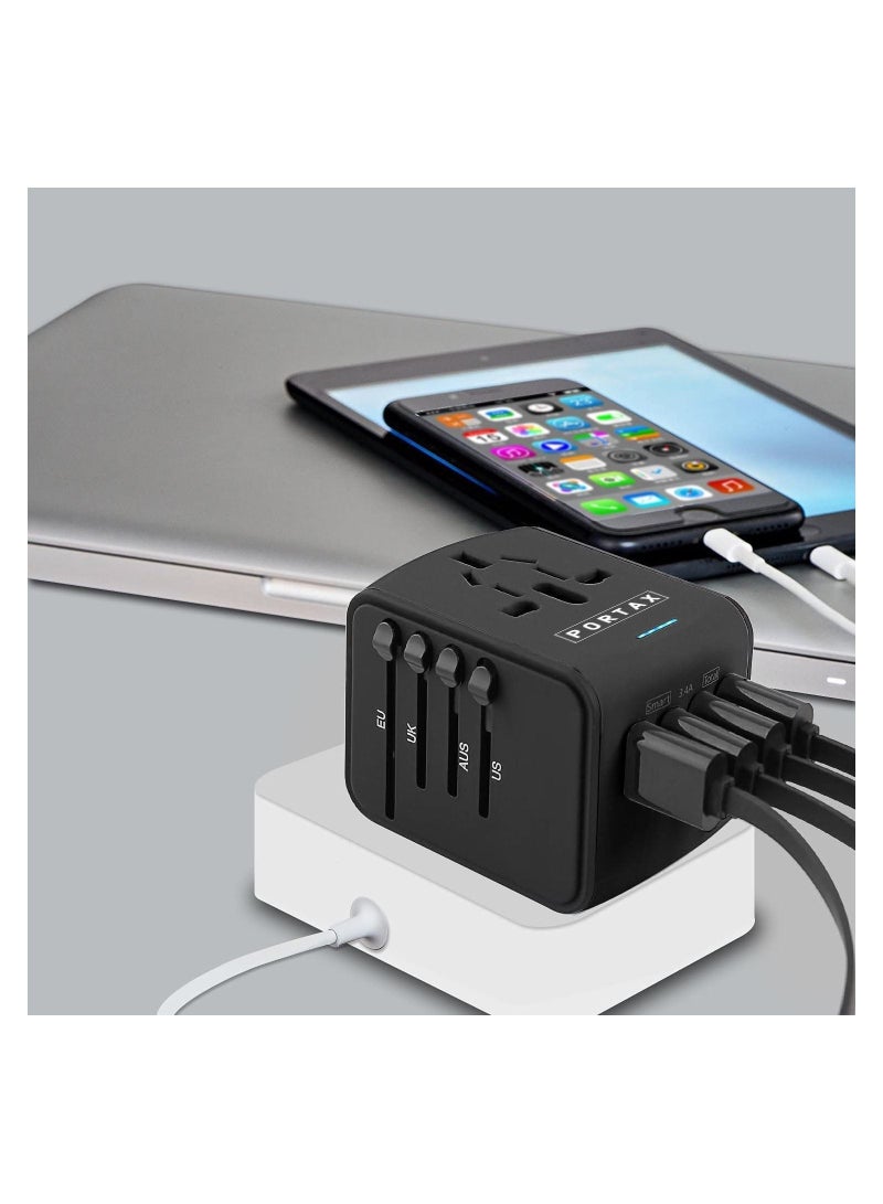 Universal International Travel Power Adapter with 3 USB + 1 Type C Charging Ports, European Adapter, Worldwide AC Outlet Plugs Adapters for Europe, UK, US - Image 3