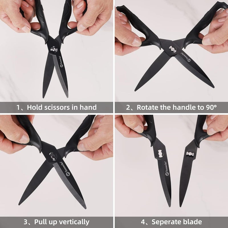 Sunnecko Kitchen Scissors All Purpose Heavy Duty Scissors Titanium Coated, Kitchen Shears for Food, Micro Serrated with Detachable Blades - Image 4
