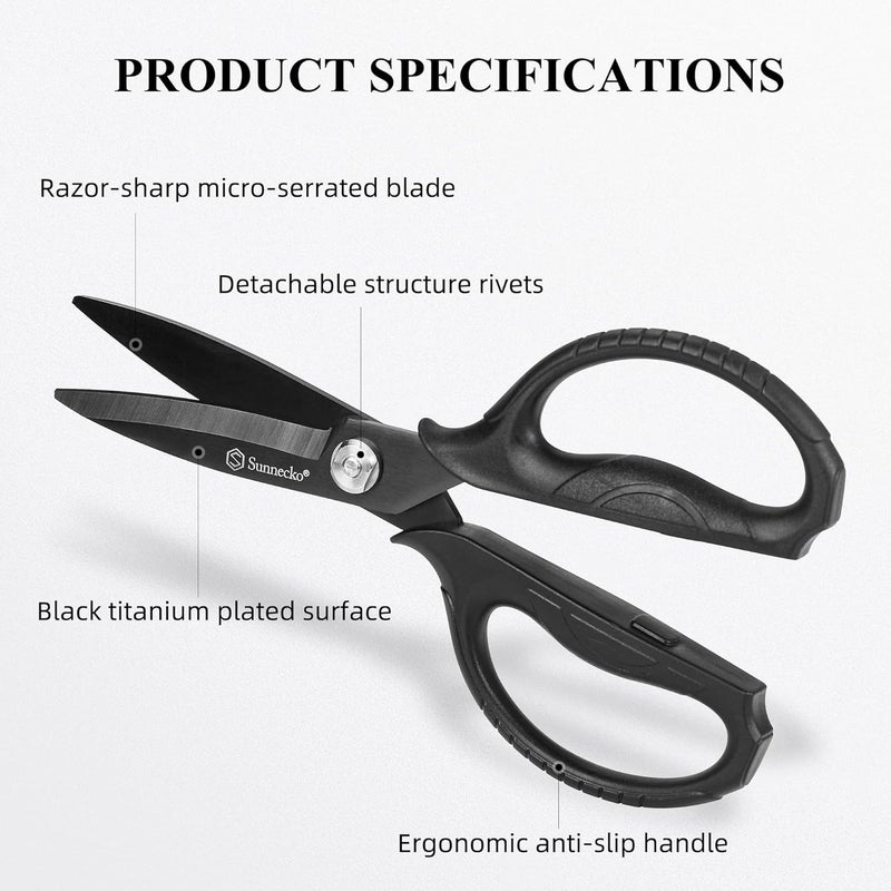 Sunnecko Kitchen Scissors All Purpose Heavy Duty Scissors Titanium Coated, Kitchen Shears for Food, Micro Serrated with Detachable Blades - Image 2