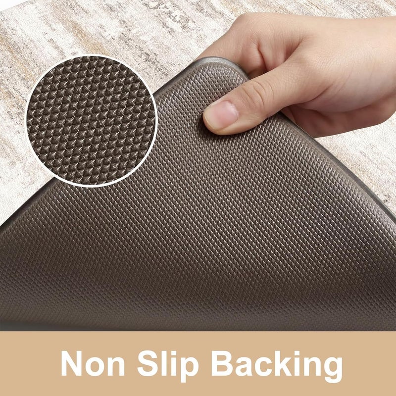 KIMODE Kitchen Mats Cushioned Anti Fatigue, Abstract Farmhouse Kitchen Rugs Sets of 2, Non Slip Kitchen Mats for Floor, Padded Kitchen Floor Mat for Sink Laundry Office Light Brown Multi - Image 4