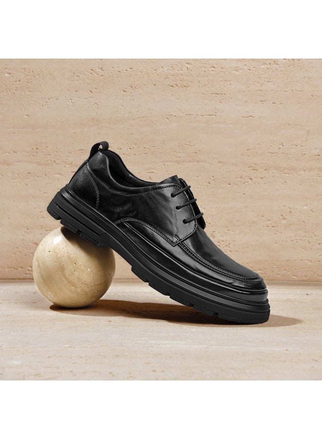 Septwolves Top Grain Leather】2025 Autumn New Men's Business Casual Shoes Genuine Leather Thick-soled Urban Commuter Leather Shoes - Image 4
