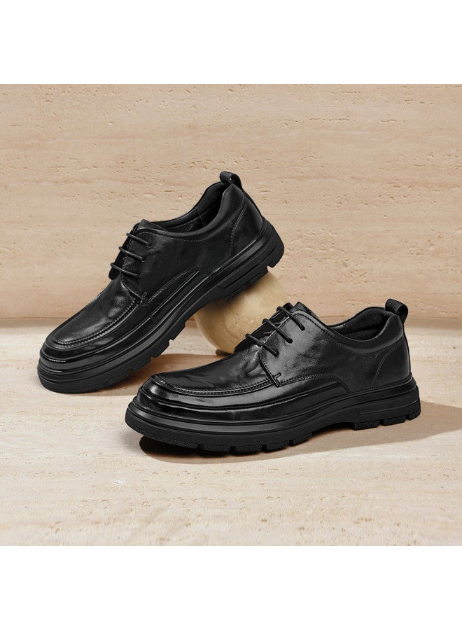 Septwolves Top Grain Leather】2025 Autumn New Men's Business Casual Shoes Genuine Leather Thick-soled Urban Commuter Leather Shoes - Image 2