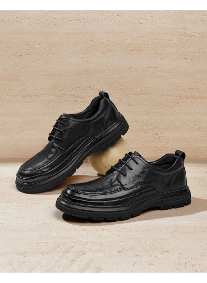 Septwolves Top Grain Leather】2025 Autumn New Men's Business Casual Shoes Genuine Leather Thick-soled Urban Commuter Leather Shoes - Image 1