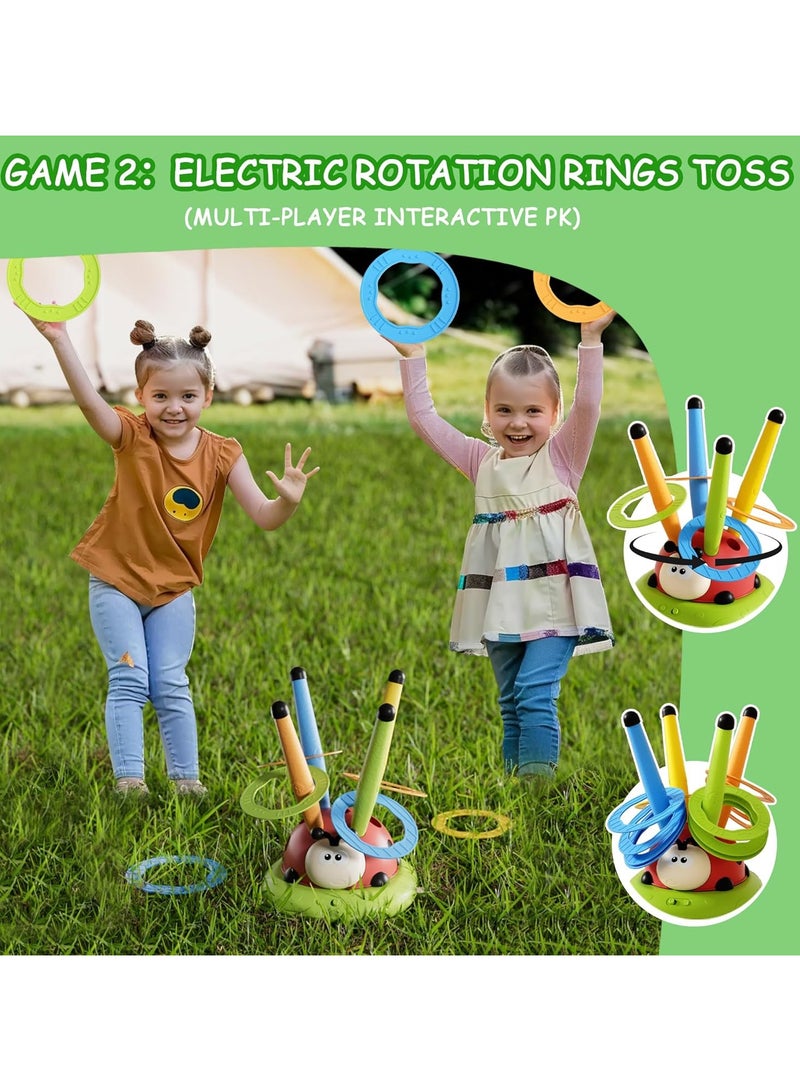 ألعاب قفز موسيقية 5 في 1، لعبة القفز الموسيقية لعبة رمي الحلقات لعبة قاذفة الصواريخ القاذفة للأطفال، ألعاب القفز لتجنب العقبات والقفز القرفصاء ألعاب التحكم عن بعد في الهواء الطلق والألعاب الداخلية للأعمار من 3 سنوات فأكثر - Image 4