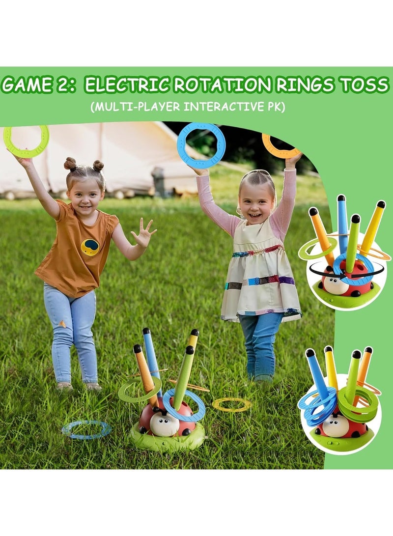 5-in-1 Kids Sports & Outdoor Play Toy, Interactive Jump & Spin Game with Ring Toss, Rocket Launcher & Remote Control, Active Indoor Outdoor Toys Gifts for Kids Ages 3-8 - Image 4