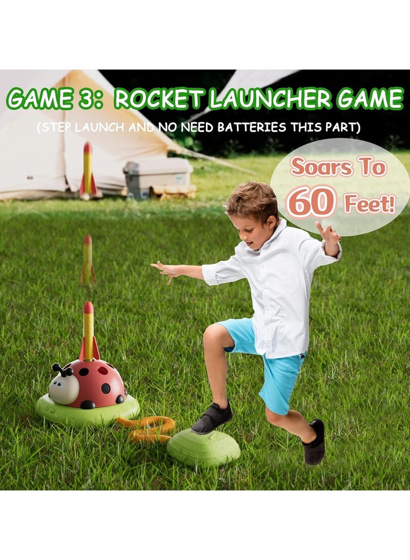 5-in-1 Kids Sports & Outdoor Play Toy, Interactive Jump & Spin Game with Ring Toss, Rocket Launcher & Remote Control, Active Indoor Outdoor Toys Gifts for Kids Ages 3-8 - Image 5