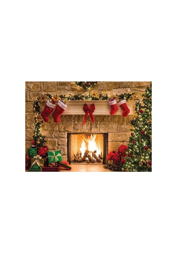 BPA 10x8FT Merry Christmas Backdrop with Fireplace Theme - Image 2