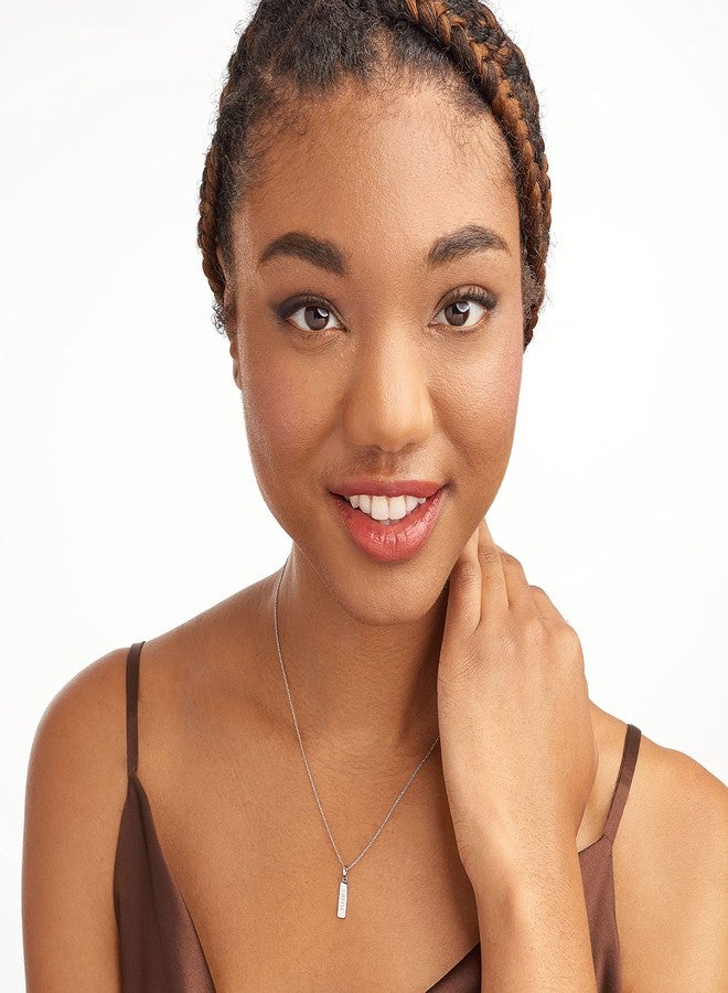 مورجان آند بايدج قلادة مورغان آند بيج من الفضة الإسترليني عيار 925 مطلية بالروديوم، بتصميم عمودي أنيق، للنساء - قلادة خفيفة الوزن ورقيقة من الفضة الإسترليني للنساء، مجوهرات لها، سلسلة حبل بطول 18 بوصة - Image 4