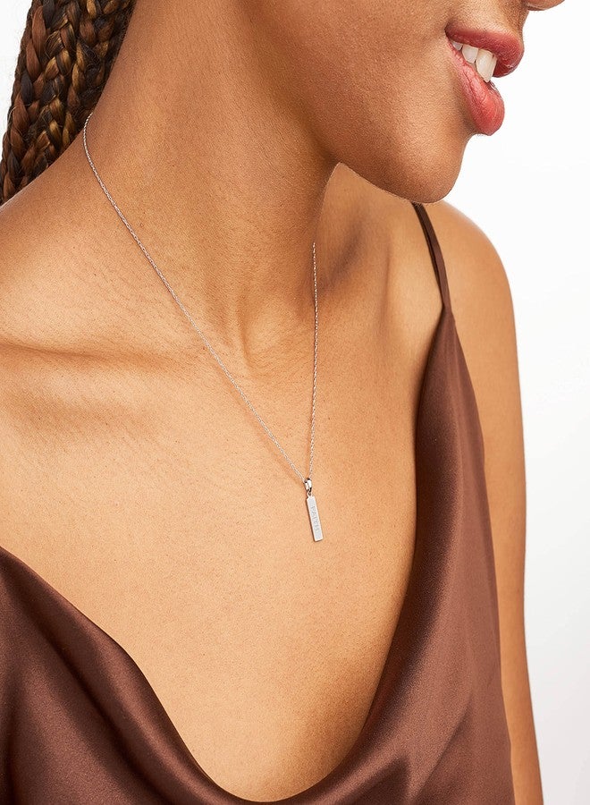 مورجان آند بايدج قلادة مورغان آند بيج من الفضة الإسترليني عيار 925 مطلية بالروديوم، بتصميم عمودي أنيق، للنساء - قلادة خفيفة الوزن ورقيقة من الفضة الإسترليني للنساء، مجوهرات لها، سلسلة حبل بطول 18 بوصة - Image 2