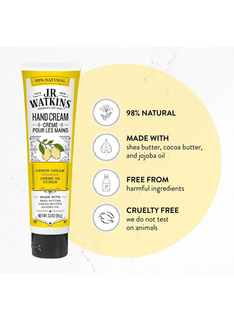 J.R.WATKINS J.R. Watkins Natural Moisturizing Hand Cream, Hydrating Hand Moisturizer with Shea Butter, Cocoa Butter, and Avocado Oil, USA Made and Cruelty Free, 3.3oz, Lemon Cream, 2 Pack  - Image 2